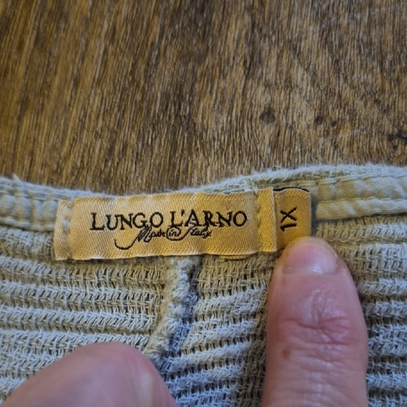 Lungo L'Arno Floral Women's Linen Blouse in Blue and Gray Sz 1X - Picture 2 of 5